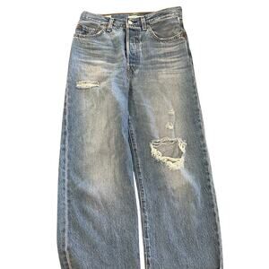 Levi's Women's Blue premium denim Button Fly Ribcage Straight Ankle Jean Size 27